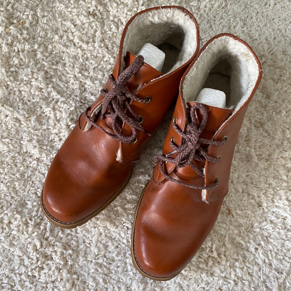 Worthmore leather ankle boots fleece lined